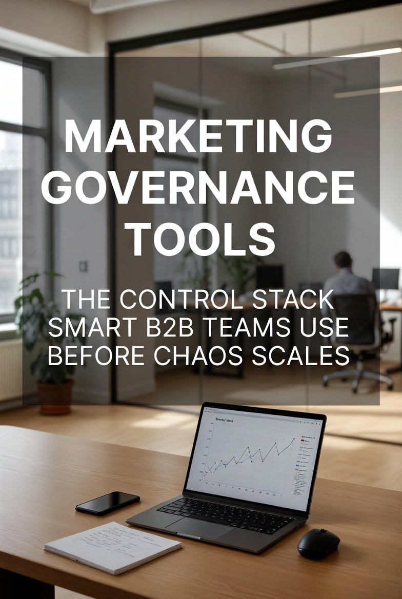 a clean executive diagram showing a four-layer Marketing Governance Control Stack: